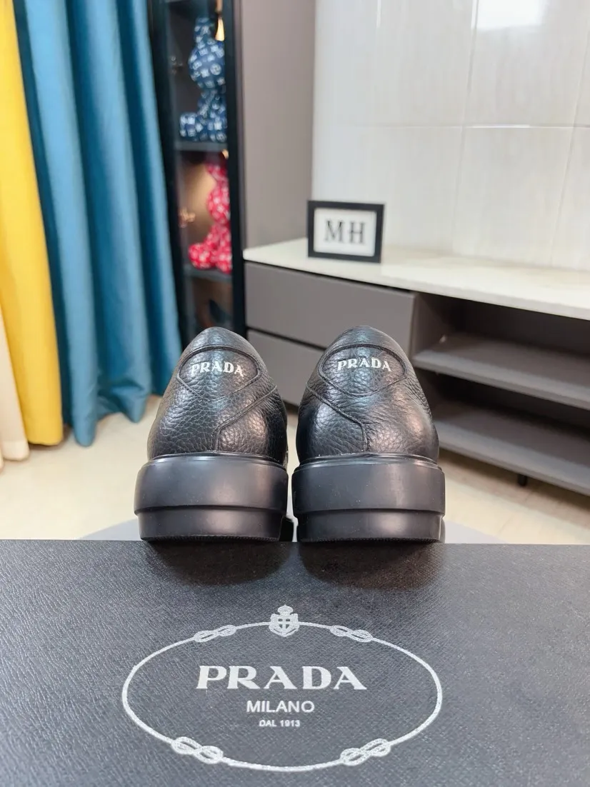 Men's shoes 💰540🌹🌹【PRADA Leather Shoes】Top purchasing agency Original imported Italian custom-made open-edge beaded cowhide leather surface, fully imported water-dyed breathable cowhide lining, original factory special molded sole super comfortable, size: 38-44
